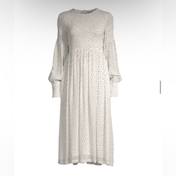 Ganni Dresses & Skirts - Ganni White and Black “Rometty” Polka Dot Dress, size 42/8